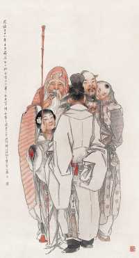 钱慧安 壬寅（1902）年作 福禄寿喜 立轴